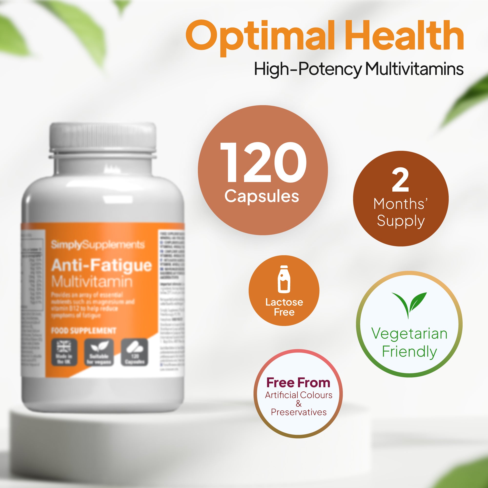 High-potency anti-fatigue multivitamins containing 120 Kapseln.