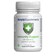 Simply Supplements Immunity Unterstützung Nahrungsergänzungsmittel Flasche auf ein weiß Hintergrund