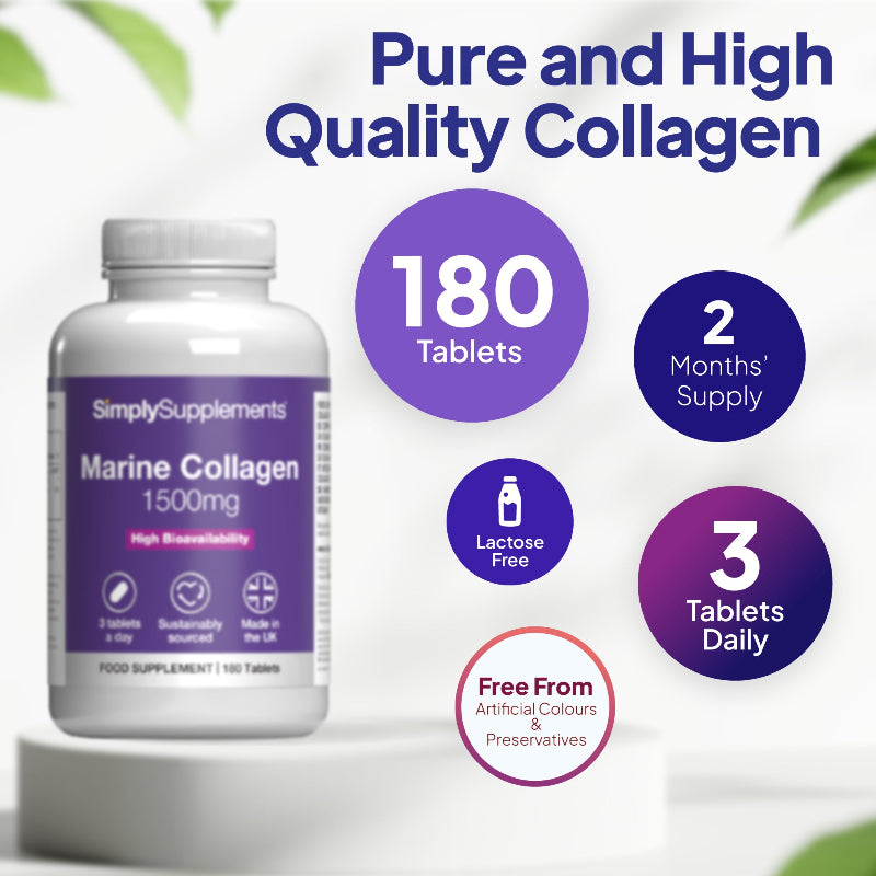 Simply Supplements Marine Kollagen 1500mg contains 180 Tabletten
