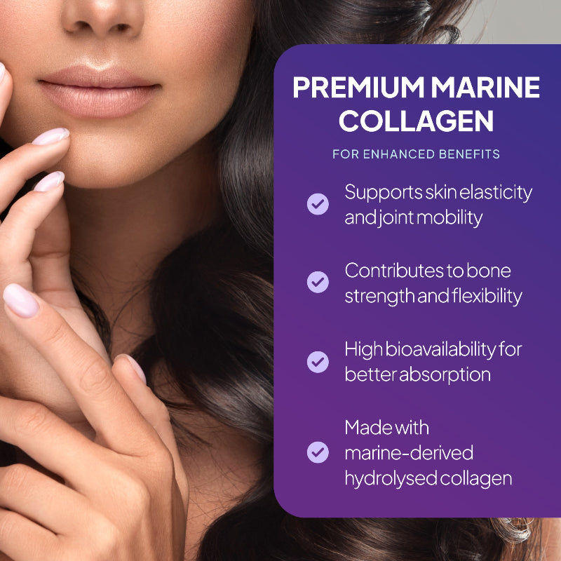 Premium marine Kollagen unterstützt Haut elasticity und Gelenk mobility as well as contributes zu bone Stärke und flexibility