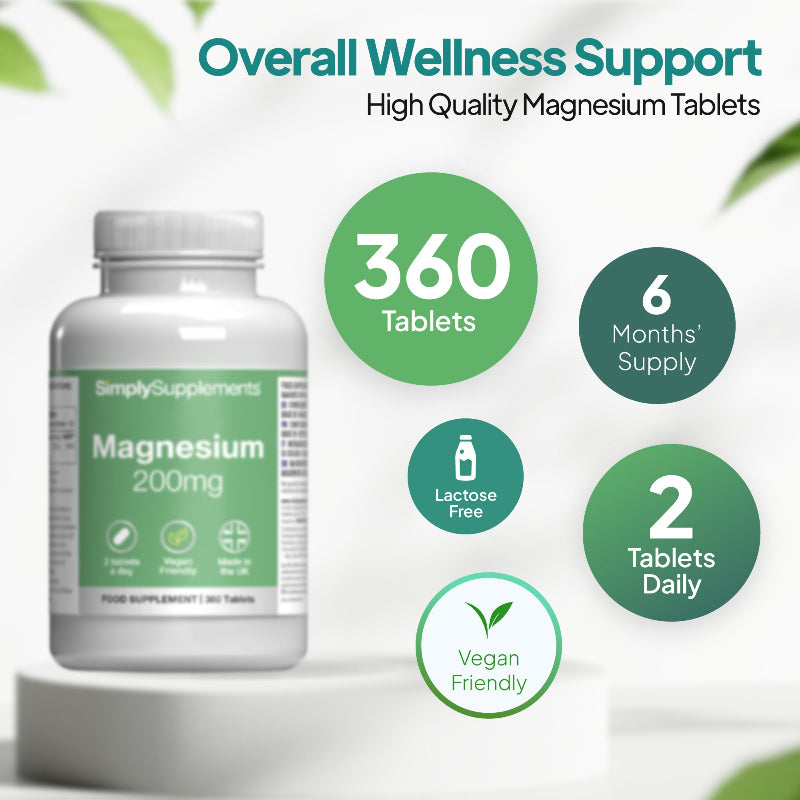 Simply Supplements Super Magnesium 250mg mit Vitamin-B-Komplex includes 360 Tabletten
