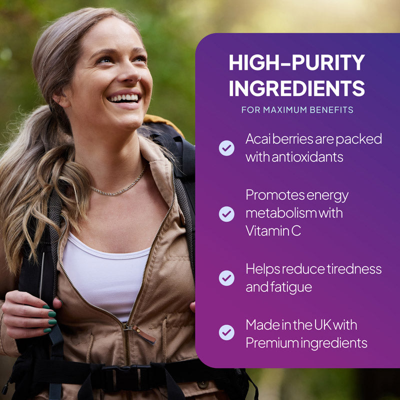 acai berry 5000mg Nahrungsergänzungsmittel packed mit Antioxidantien und promotes energy Stoffwechsel, reduces tiredness und fatigue