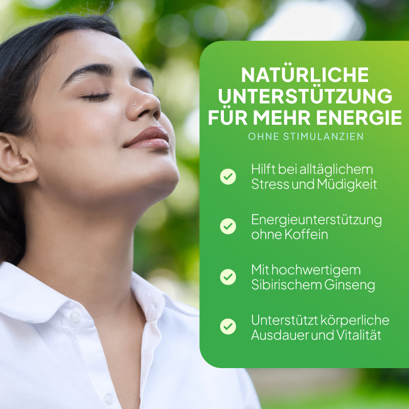 Sibirischer Ginseng hilft, Alltagsstress und Müdigkeit abzubauen, und fördert die körperliche Ausdauer und Vitalität
