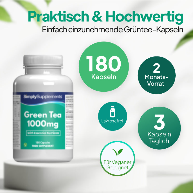 Grüner Tee trägt zur Erhaltung eines gesunden Nervensystems bei, unterstützt den Energiestoffwechsel und fördert den Schutz vor oxidativem Stress.