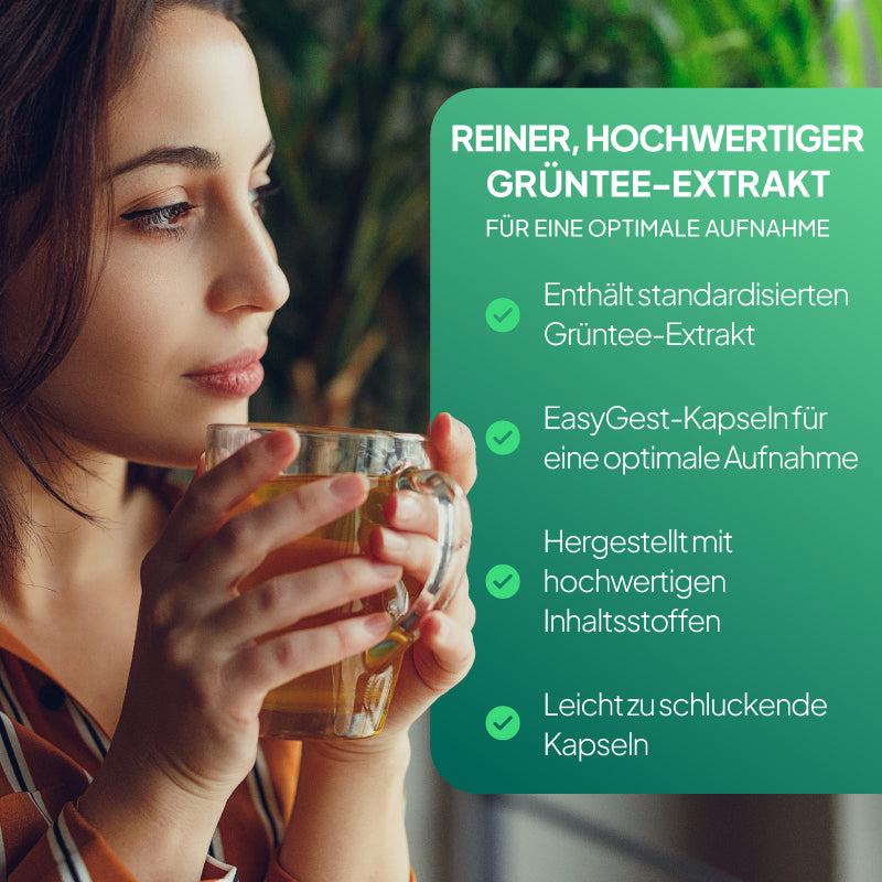 „Simply Supplements“ Grüner Tee enthält standardisierten Grüntee-Extrakt in einer EasyGest-Kapsel für eine bessere Aufnahme.