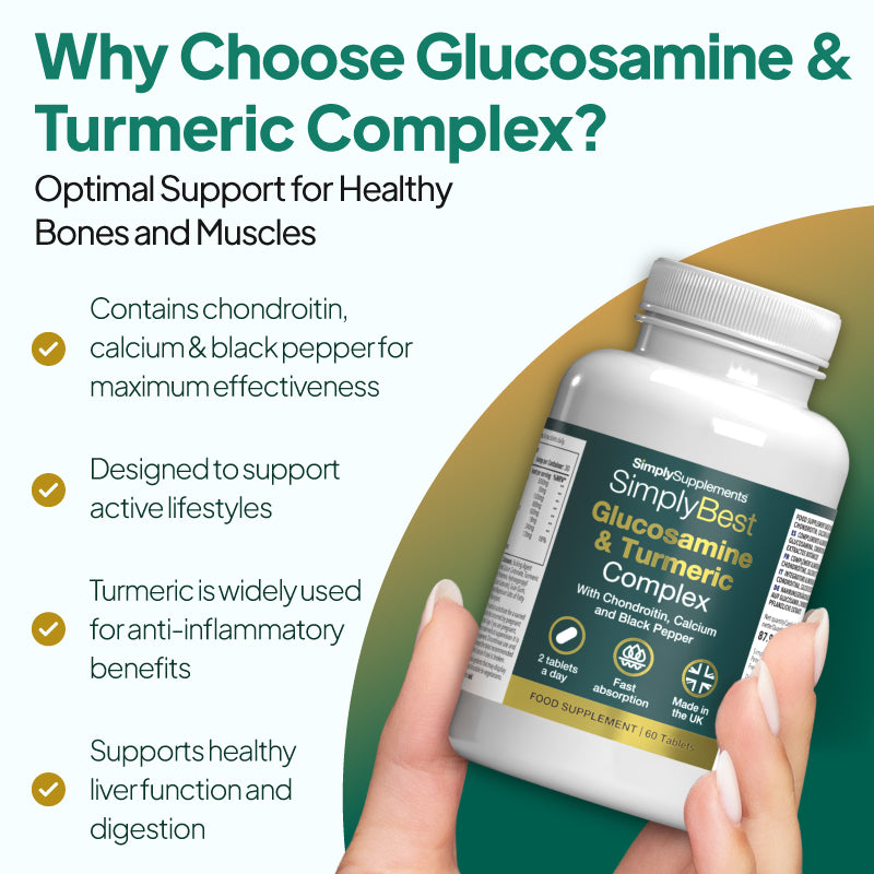 Simply Beste Glucosamin & Kurkuma Complex mit Chondroitin, Calcium und Schwarz Pepper