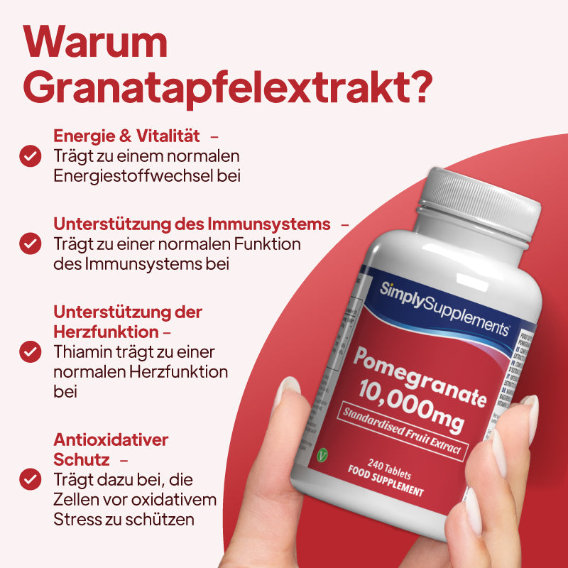 Granatapfel fördert Energie und Vitalität, stärkt das Immunsystem und schützt die Zellen vor oxidativem Stress