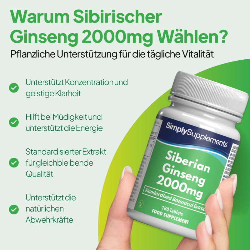 Sibirischer Ginseng fördert geistige Klarheit und Konzentration, mindert Müdigkeit und steigert die Energie
