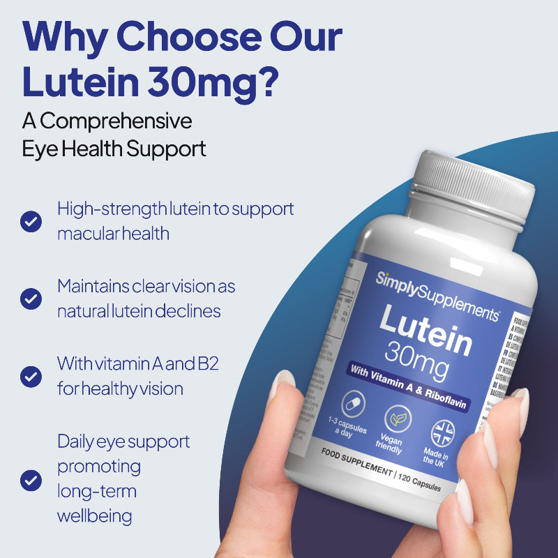 Simply Supplements Lutein 30mg maintains clear Sehkraft as natürlich lutein declines
