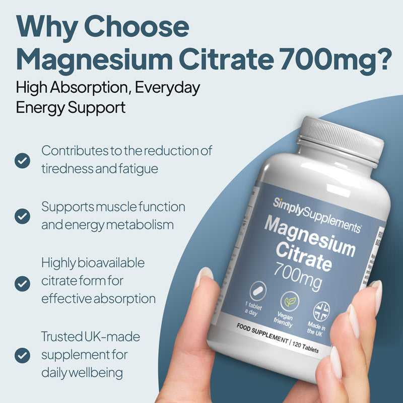 Magnesium citrate contributes zu die reduction von tiredness und fatigue, unterstützt muscle Funktion und energy Stoffwechsel.